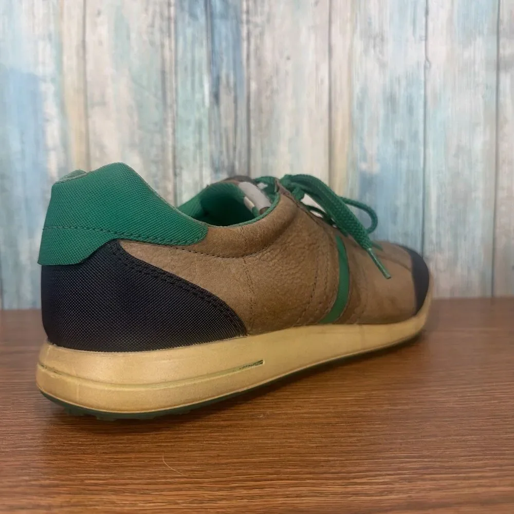 ECCO Mens 46 US 12 12.5 Brown Green Leather Lace Up Casual Sneakers Shoes